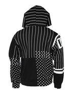 Dolce & Gabbana Black Stripes Hooded Men Sweatshirt Sweater
