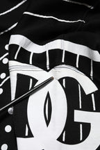 Dolce & Gabbana Black Stripes Hooded Men Sweatshirt Sweater
