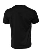 Dolce & Gabbana Black Cotton Logo Print Crew Neck T-shirt