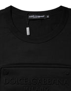 Dolce & Gabbana Black Embossed Logo Cotton Crew Neck T-shirt