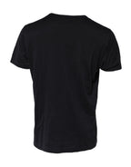 Dolce & Gabbana Dark Blue Logo Plaque Cotton Crewneck T-shirt