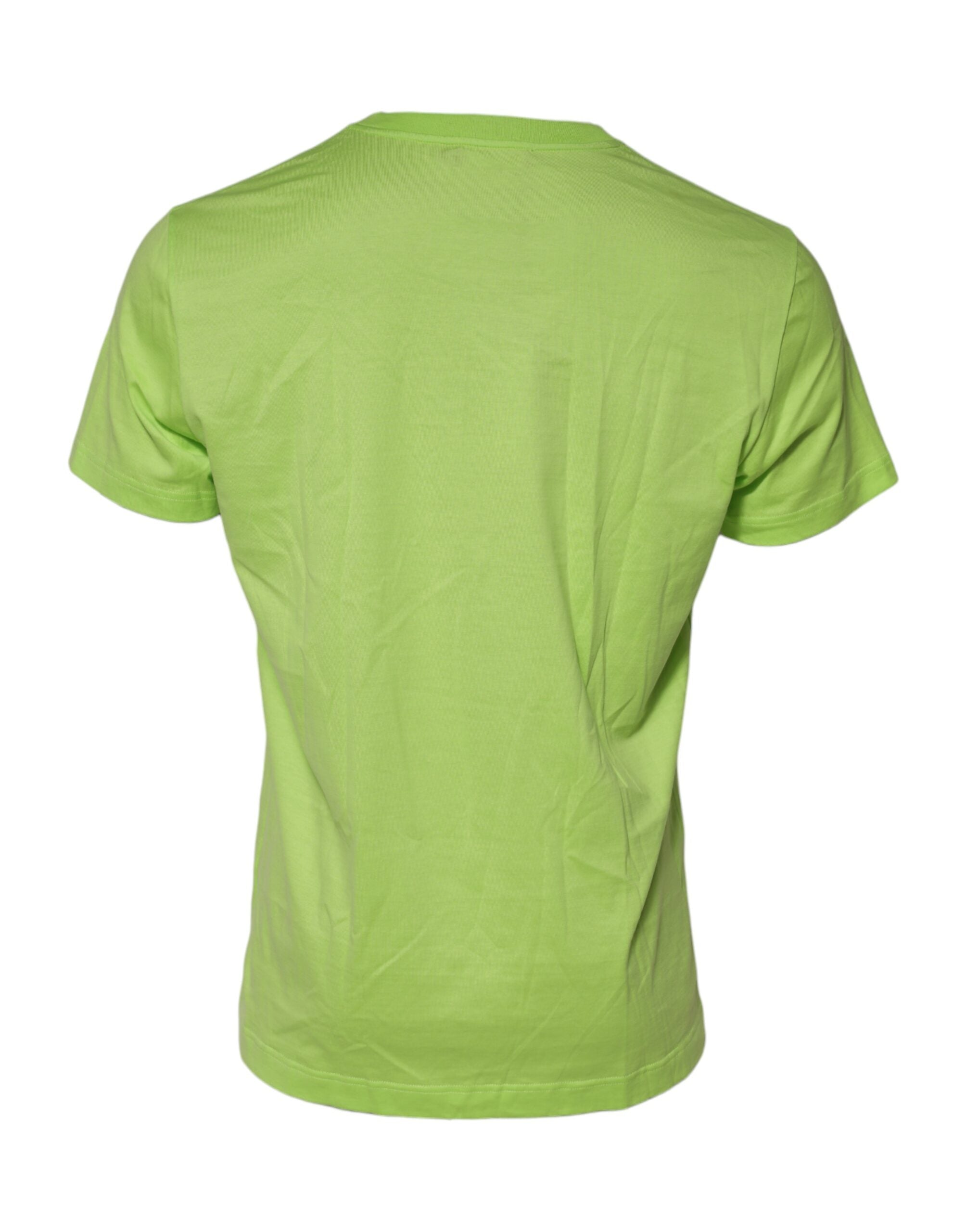 Dolce & Gabbana Green Embossed Logo Cotton Crew Neck T-shirt