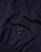 Dolce & Gabbana Dark Blue Silk Crew Neck Short Sleeves T-shirt