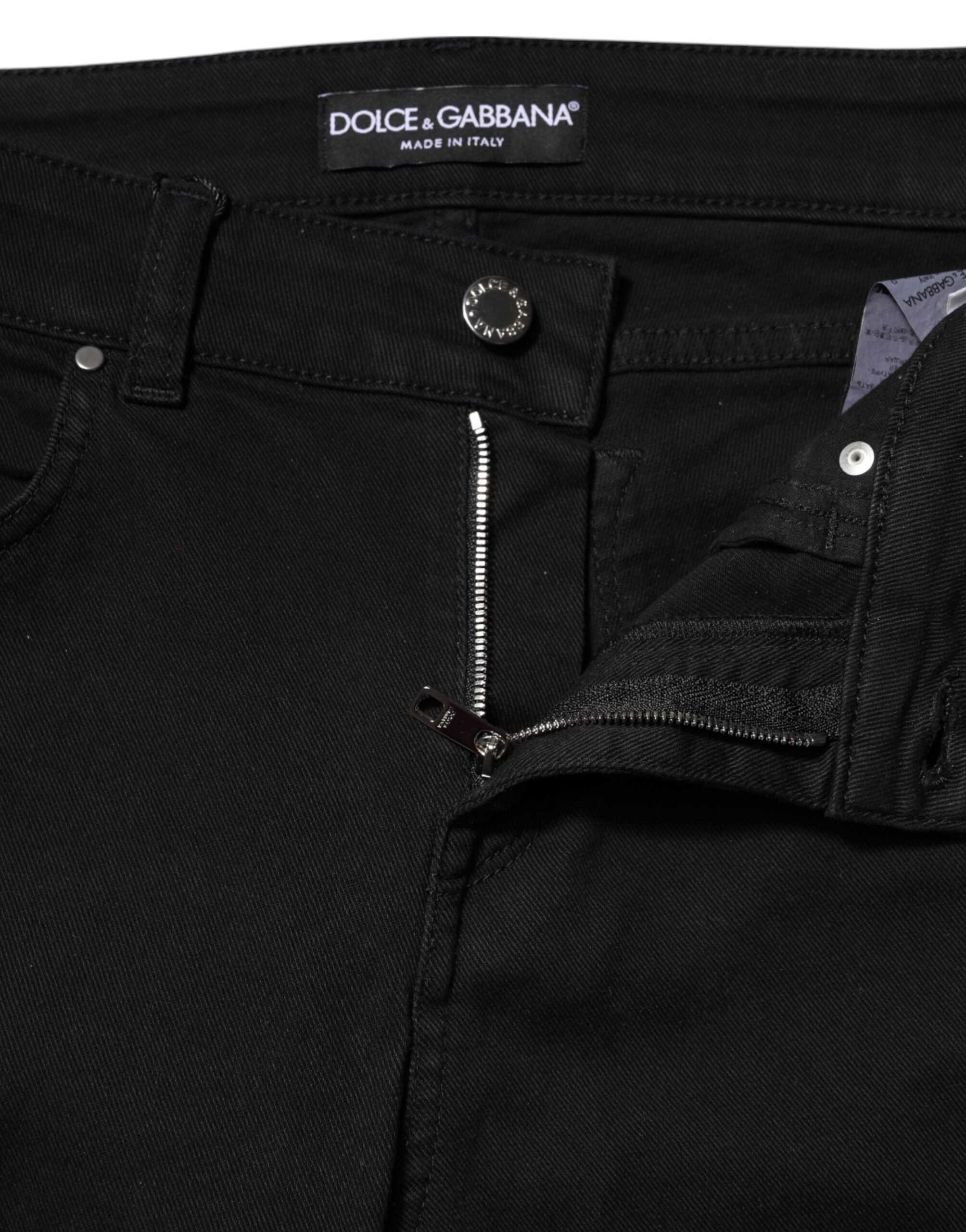Dolce & Gabbana Black Cotton Skinny Mid Waist Denim Jeans