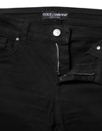 Dolce & Gabbana Black Cotton Skinny Mid Waist Denim Jeans