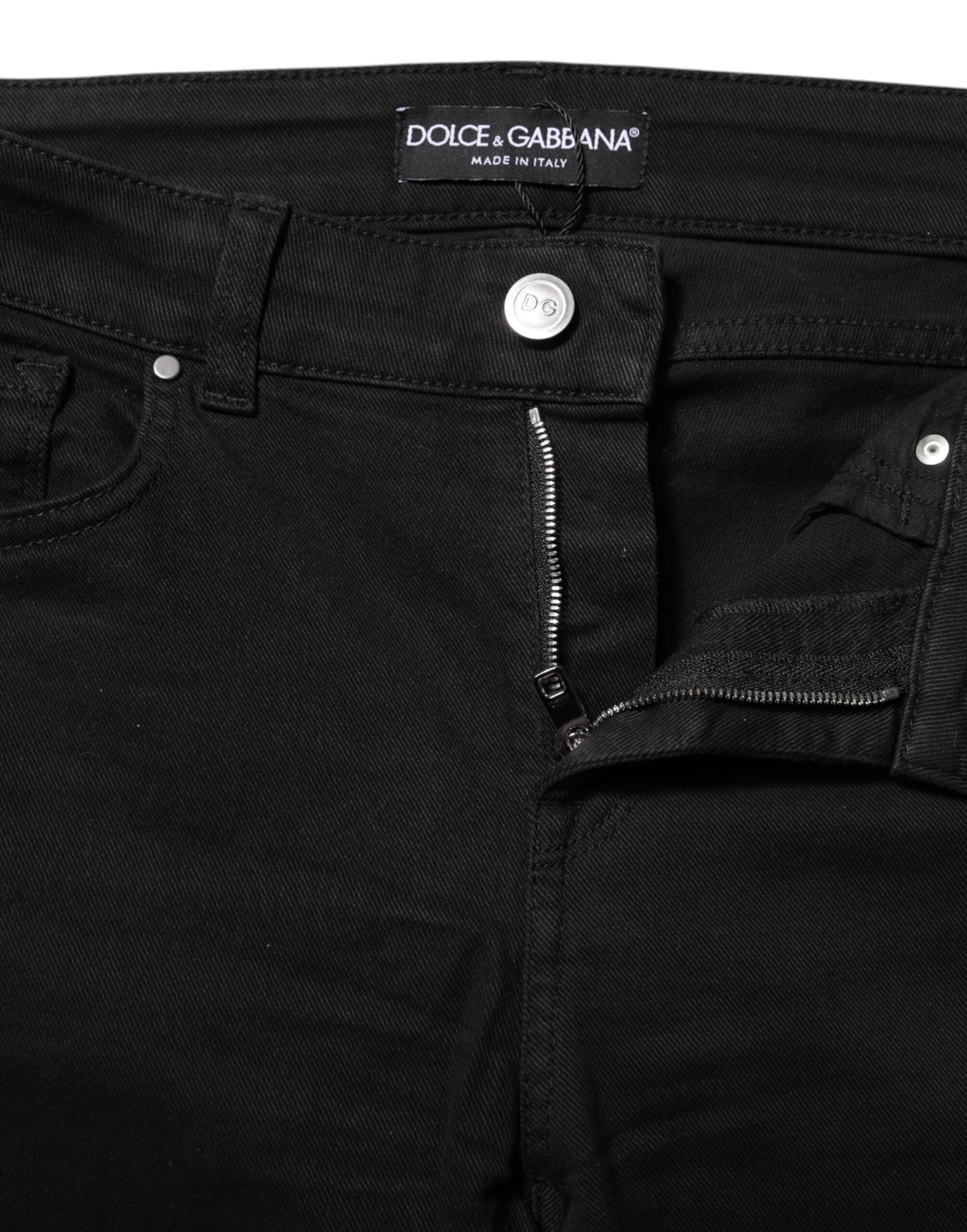 Dolce & Gabbana Black Cotton Skinny Mid Waist Denim Jeans
