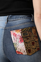 Dolce & Gabbana Multicolor Patchwork Tapered Denim Jeans