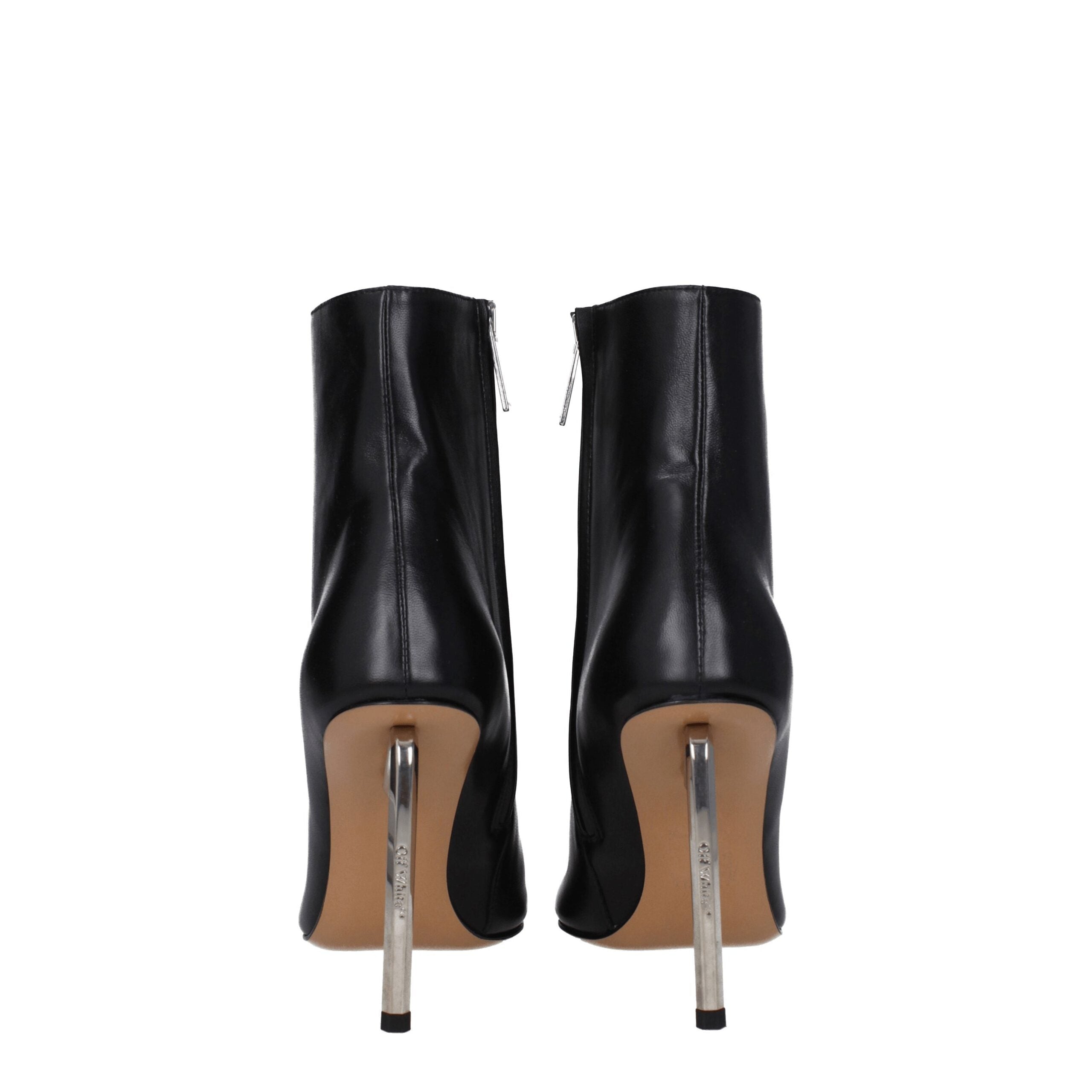 Off-White Black Leather Ankle Boots