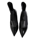 Dolce & Gabbana Black Stretch Stilettos Booties Socks Shoes