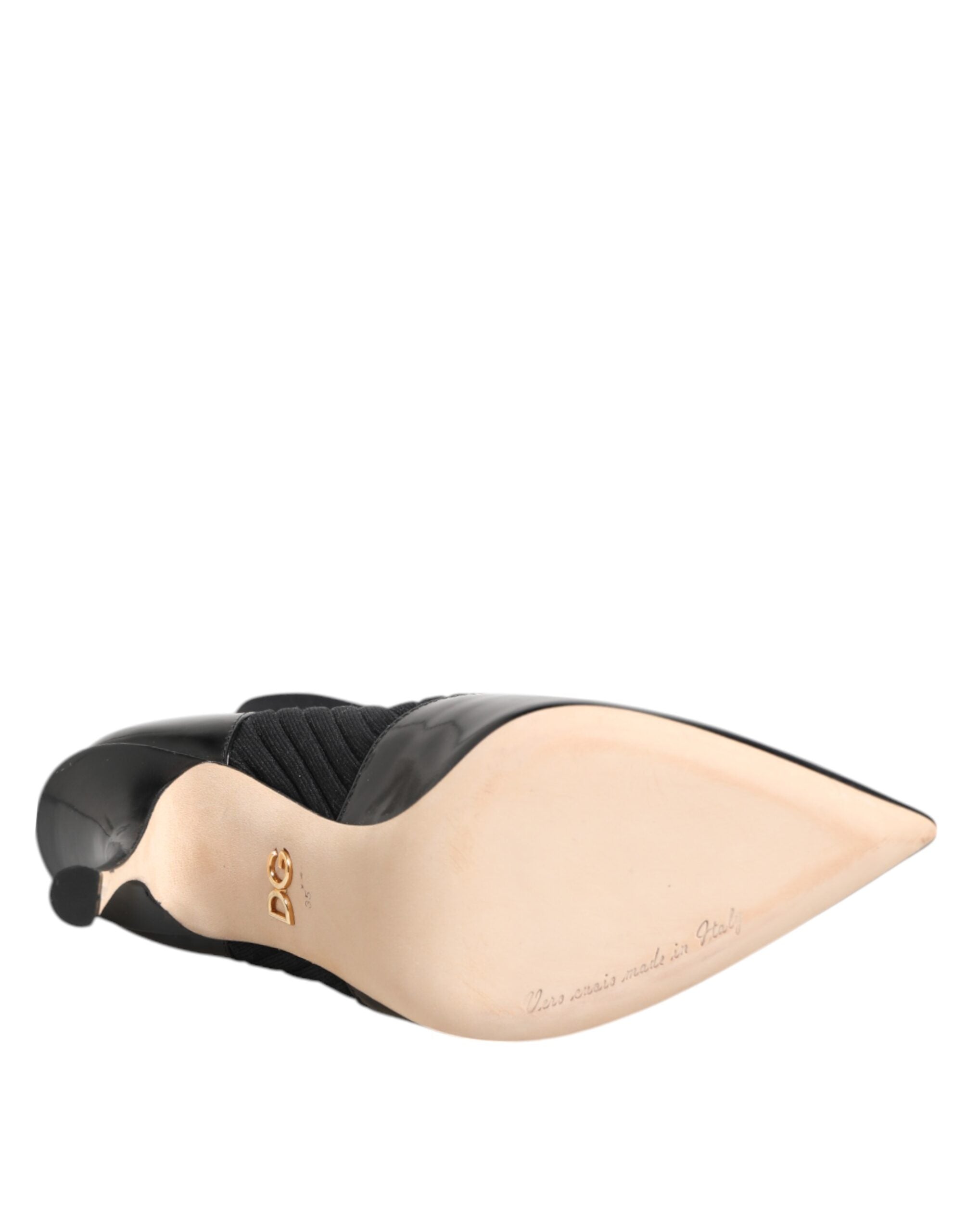 Dolce & Gabbana Black Stretch Stilettos Booties Socks Shoes