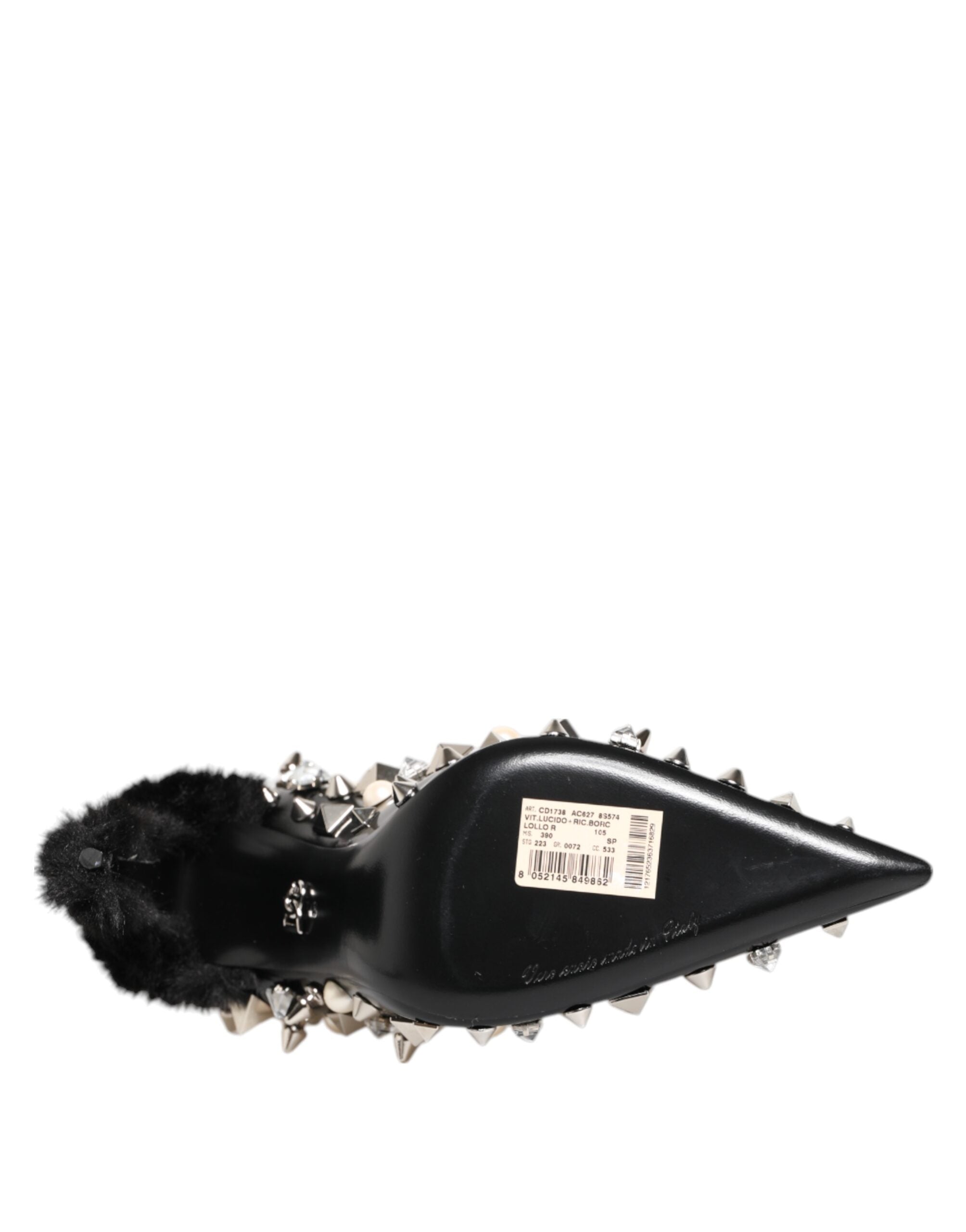 Dolce & Gabbana Black Crystals Studs Stiletto Pumps Shoes