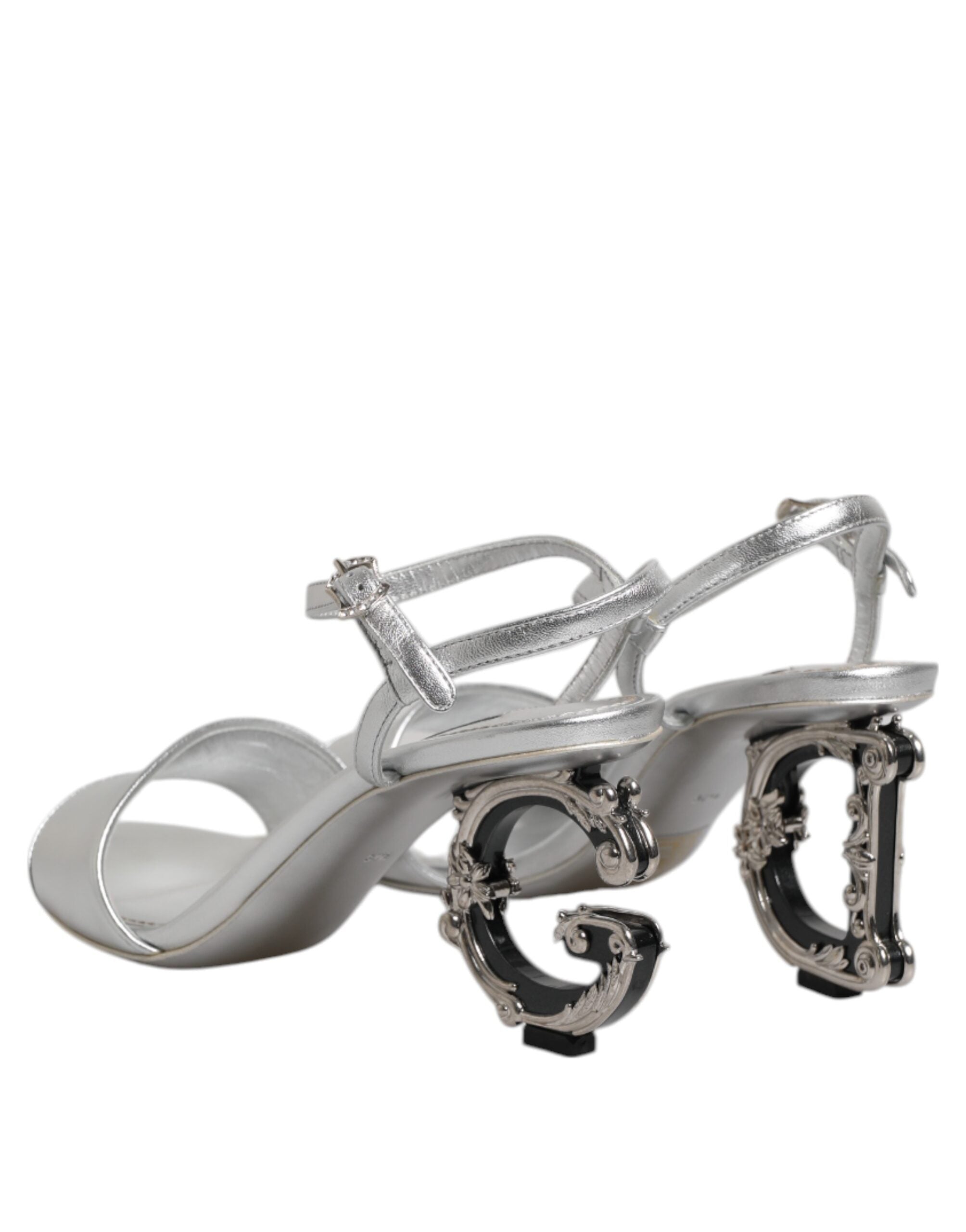 Dolce & Gabbana Silver KEIRA Heels Ankle Strap Sandals Shoes