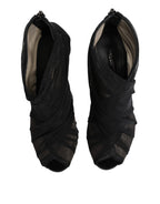 Dolce & Gabbana Black Mesh Stiletto Heels Ankle Boots Shoes