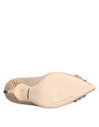 Dolce & Gabbana Beige Leather Crystal Embellished Pumps Shoes
