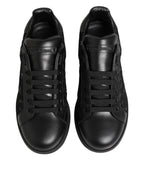 Dolce & Gabbana Black Floral Lace Low Top Sneakers Shoes