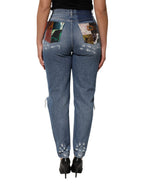 Dolce & Gabbana Blue Tattered High Waist Women Denim Jeans