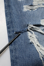 Dolce & Gabbana Blue Tattered High Waist Women Denim Jeans