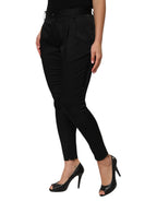 Dolce & Gabbana Black Acetate HighWaist Tapered Trouser Pants