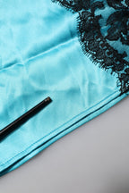 Dolce & Gabbana Blue Silk Garterized Straight Women Pajama Pants