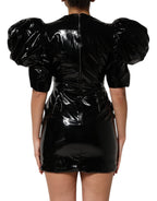 Dolce & Gabbana Black Bodycon Sheath Puff Sleeve Mini Dress
