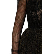 Dolce & Gabbana Black Crystal Heart Embellished A-line Dress