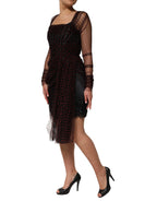 Dolce & Gabbana Black Lace Trim Long Sleeve Sheath Mini Dress