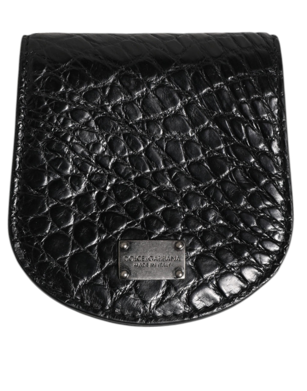 Dolce & Gabbana Black Exotic Skin Coin Condom Case Holder Pocket Wallet