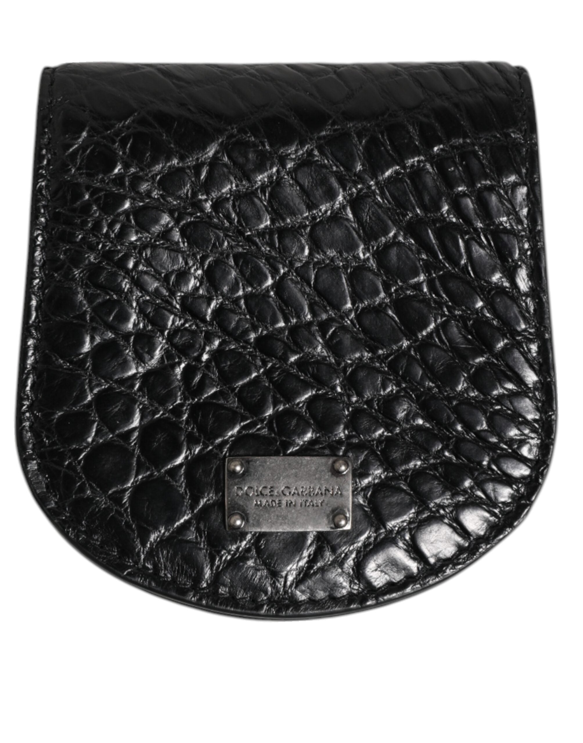 Dolce & Gabbana Black Exotic Skin Coin Condom Case Holder Pocket Wallet