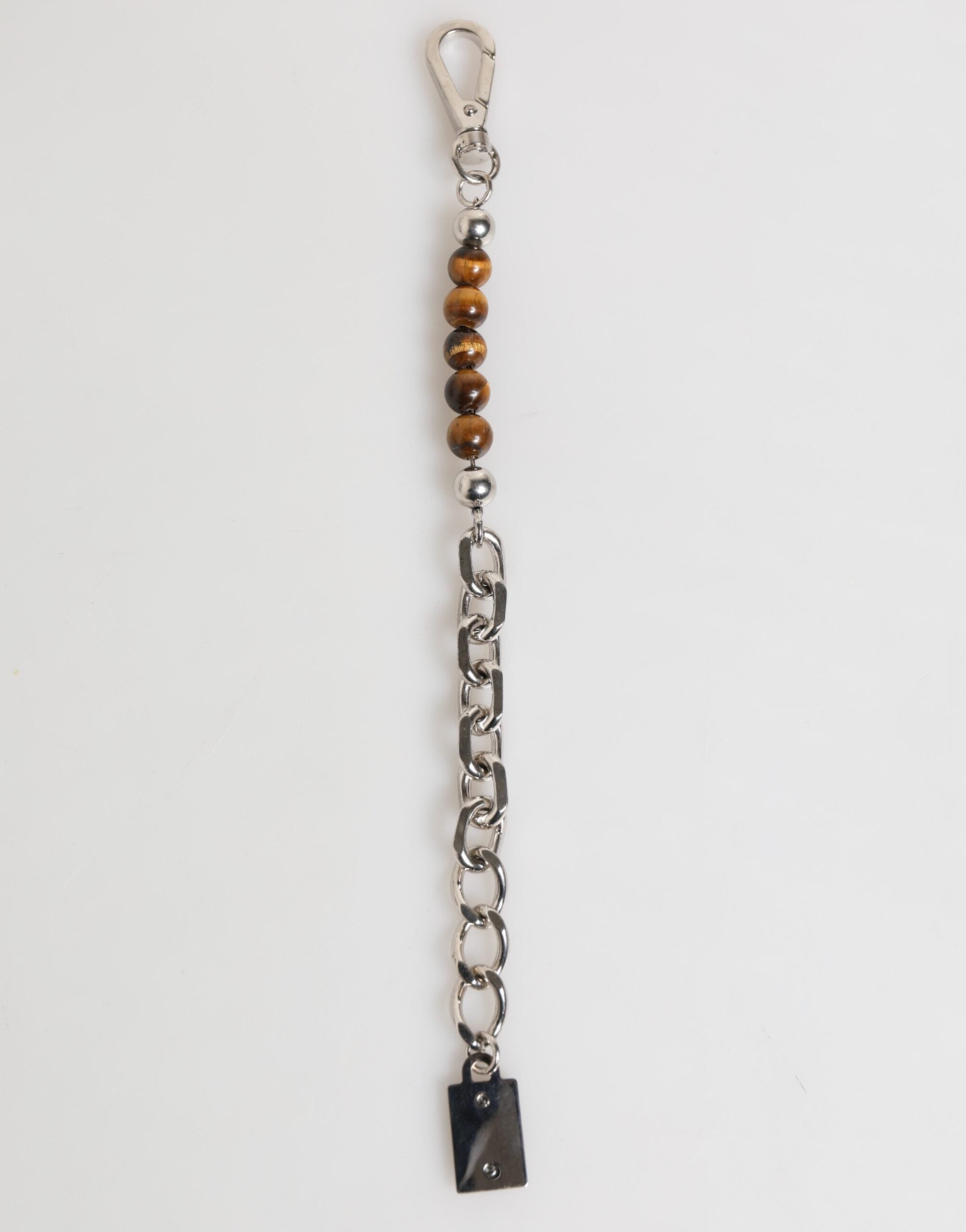 Dolce & Gabbana Silver Chain Brass Beaded Lobster Clasp Logo Men Bracelet