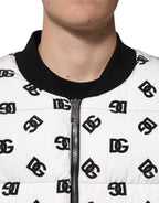 Dolce & Gabbana White DG Monogram Full Zip Quilted Jacket