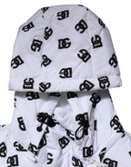 Dolce & Gabbana White DG Monogram Hooded Quilted Jacket