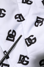 Dolce & Gabbana White DG Monogram Hooded Quilted Jacket