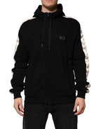 Dolce & Gabbana Black Cotton Plaque Track Cardigan Sweater