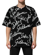 Dolce & Gabbana Black Logo Print Cotton Crew Neck  T-shirt