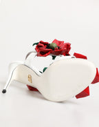 Dolce & Gabbana White Red Floral Detailing Sandals Shoes