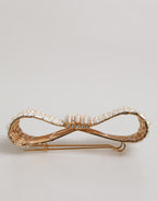 Dolce & Gabbana Gold Tone Brass Bow Crystal Faux Pearl Embellished Brooch