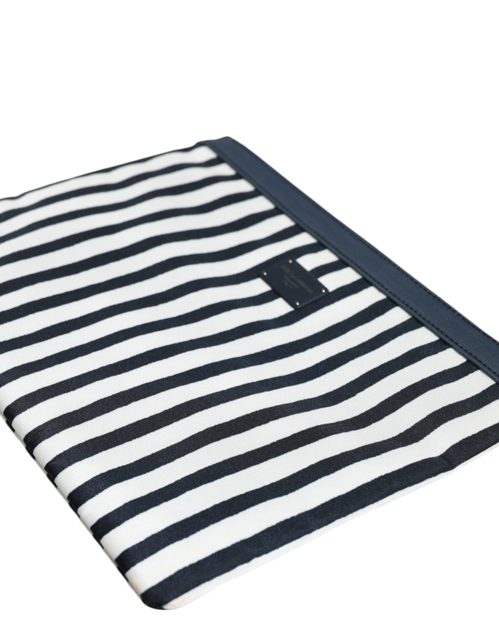 Dolce & Gabbana Black White Striped Logo Plaque Clutch Borse Pouch Bag