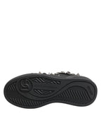 Dolce & Gabbana Black Leather Studded Low Top Sneakers Shoes