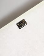 Dolce & Gabbana White Leather Logo Plaque Zip Around Continental Wallet