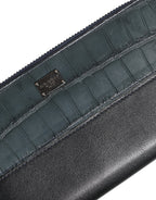 Dolce & Gabbana Black Blue Exotic Leather Men Continental Clutch Wallet