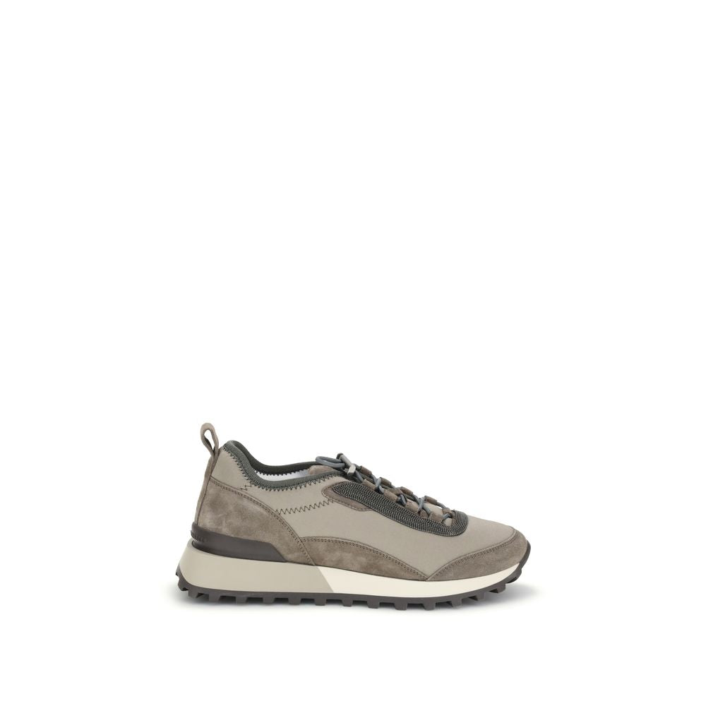 Brunello Cucinelli Brown Leather Athletic Sneakers