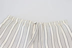 Dolce & Gabbana White Stripes Silk Lounge Trouser Pants