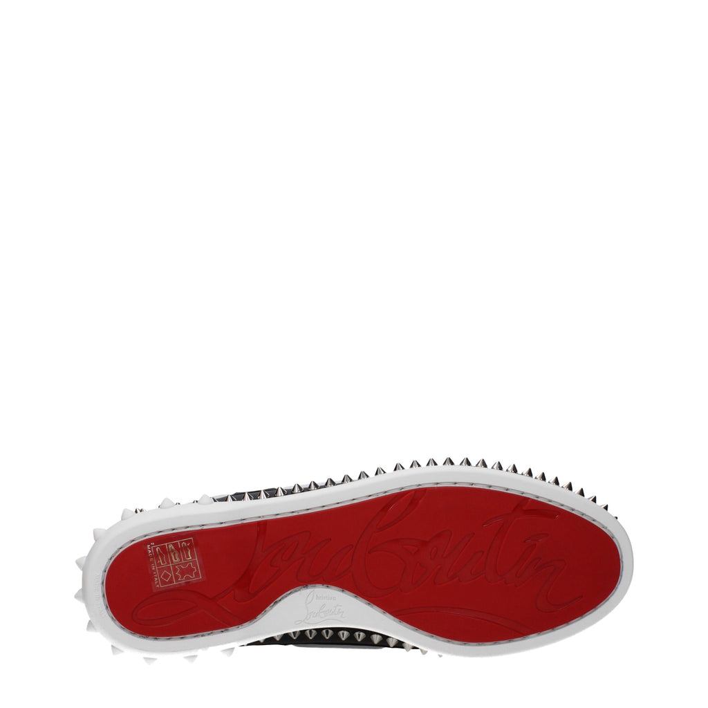 Christian Louboutin Black Leather Slip-On Loafers