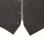 Dolce & Gabbana Gray Striped Formal Dress Gilet Vest