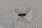 Dolce & Gabbana White Dotted Dress Formal MARTINI Shirt
