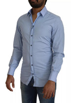 Dolce & Gabbana Light Blue Cotton Slim Fit Dress Shirt