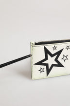 Dolce & Gabbana White Leather Douphin DG Logo Star Print Card Holder Wallet