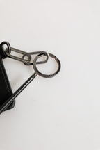 Dolce & Gabbana Black Leather Logo Embossed Key Chain Card Holder Wallet