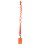 Dolce & Gabbana Orange Leather Logo Embossed Lanyard Card Holder Wallet