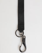 Dolce & Gabbana Black Red Polyester DG Logo Silver Men Keychain Keyring